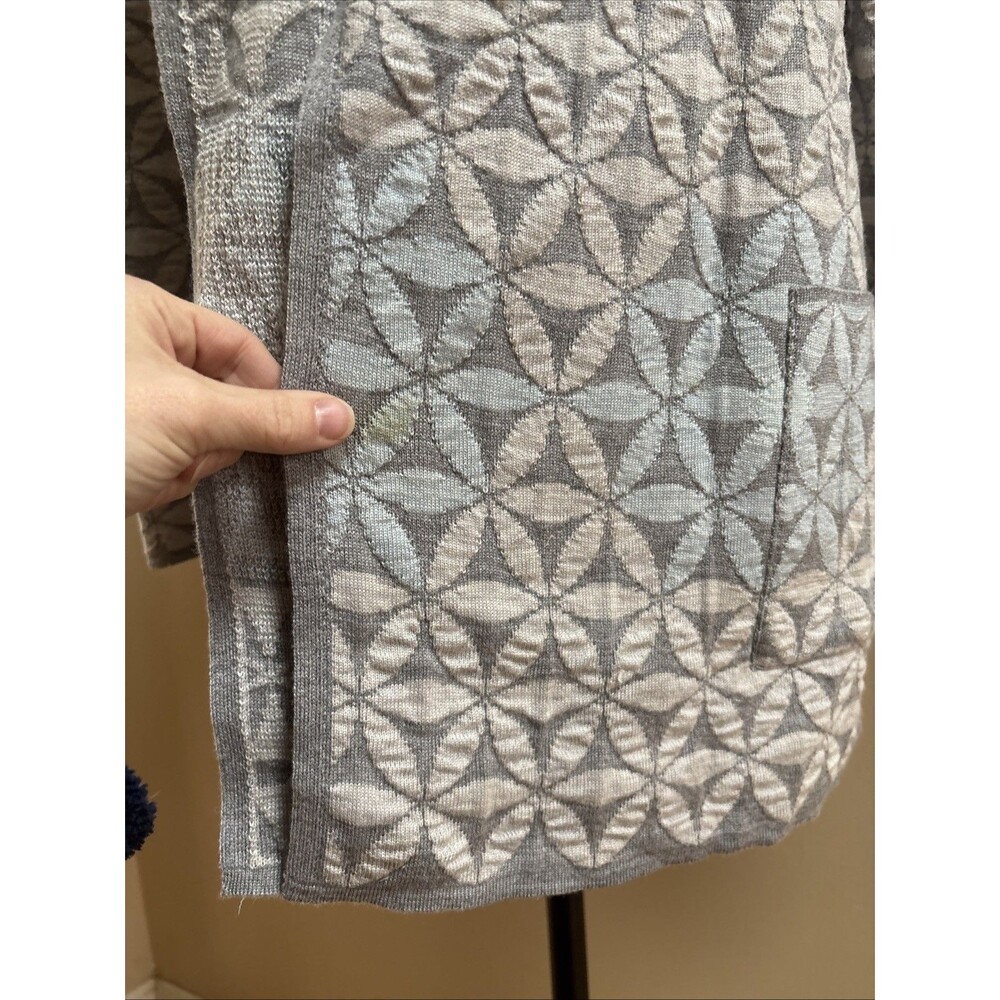Women’s Oleana Of Norway Silk And Wool Long Open Cardigan Size Small Gray Blue - Picture 3 of 9